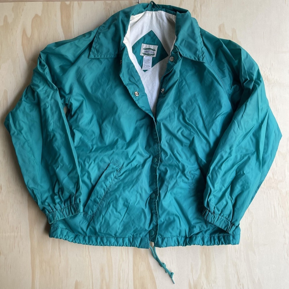 Separate Issue Jacket Mens Small Green Nylon Snap Front Lined Windbreaker Coach